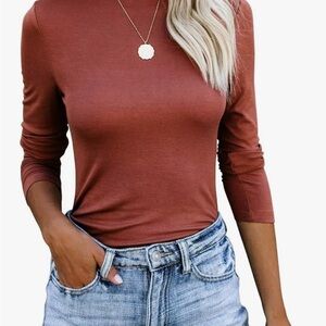 REVETRO Cinnamon Long Sleeve Mock Turtleneck Top - (M)